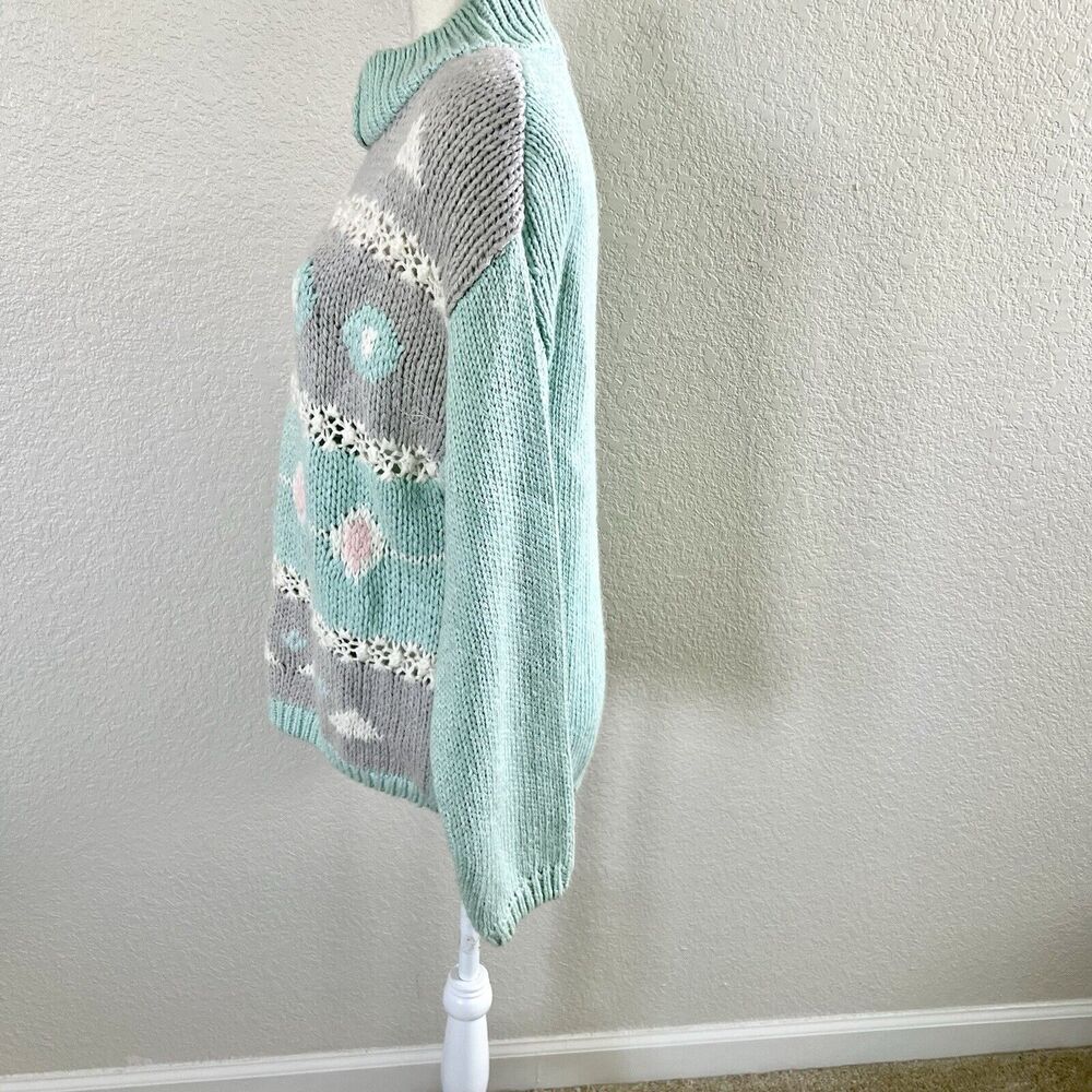 Amilano Vintage Paris Baby Blue Sweater Top Womens Medium Chunky Long Sleeve - Picture 10 of 14
